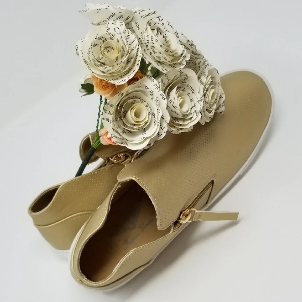 SALE! Women's Walking Shoes, Fashion Sneakers with Zipper, SN-2808, Gold